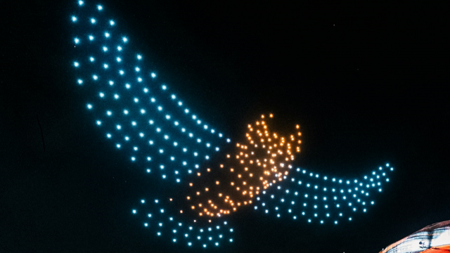Drones used to form an Owl in night sky