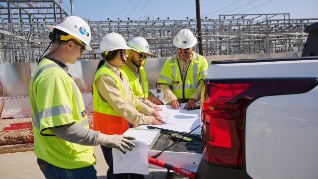 LADWP employees at job site looking paperwork