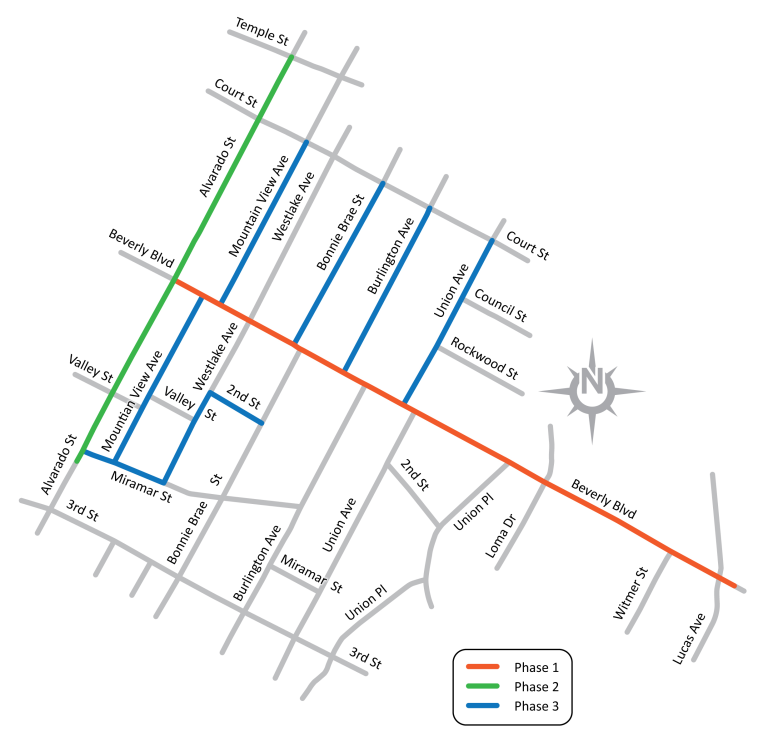 Map of Beverly Mainline Improvement phases