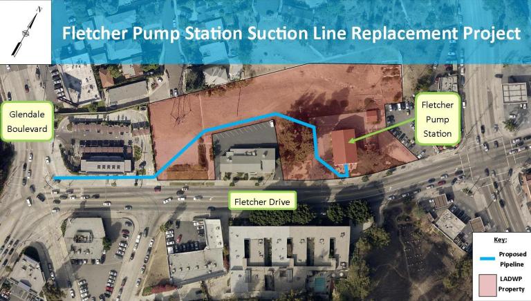 Aerial map of Fletcher Pump Station project