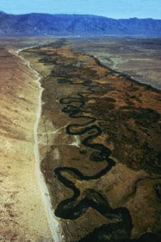Arial photo on to winding river