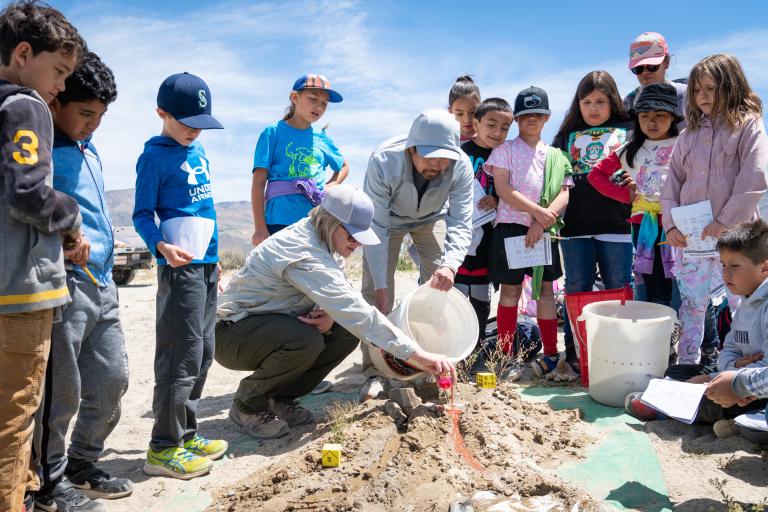 Community Partnerships Image for LADWP in the Eastern Sierra - Children sitting down on field trip