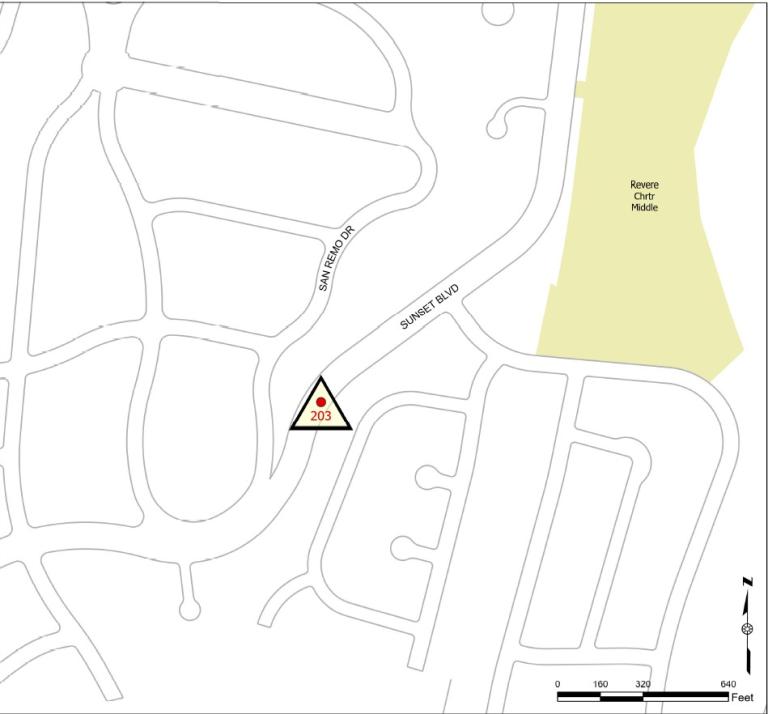 Brentwood Pole-Top Transformer Racks Project Map - Sunset Blvd and San Remo Dr