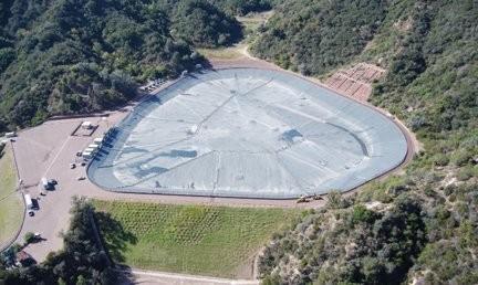 Santa Ynez Reservoir Filled after Initial Floating Cover was Installed, Photo taken 2011
