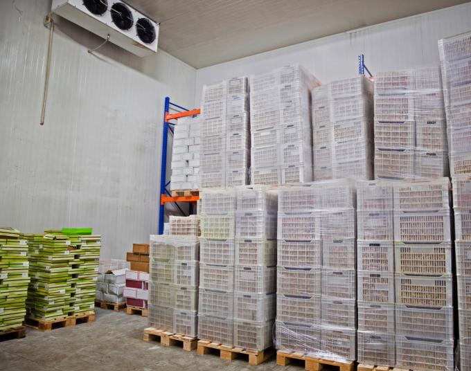 warehouse freezer with crates
